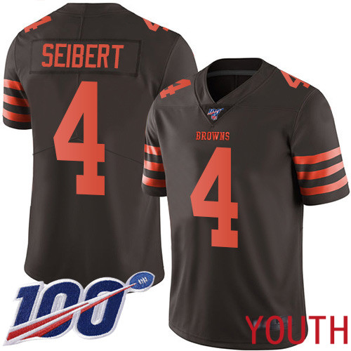 Cleveland Browns Austin Seibert Youth Brown Limited Jersey #4 NFL Football 100th Season Rush Vapor Untouchable